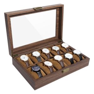 Imitation Wood Grain Leather Watch Box Creative Gift Box For Watch And Eyeglass Headpiece Storage Case New Style Retro
