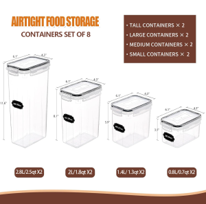 8PCS Canisters Kitchen Box Container Storage Refrigerator Snack Candy Container Storage Plastic Transparent Cans