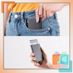 Harga Grosir - Card Holder Premium Aluminium / Card Holder Auto Pop Up / Dompet Kartu Nama