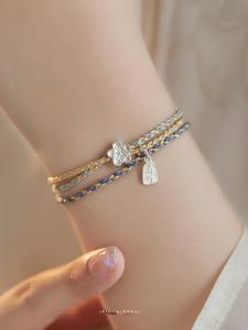 Handmade Pure Silver Bracelet Colorful Rope Lucky Charm Birthday New 2025 Fashion Jewelry Womens Accessory Traditional Craft