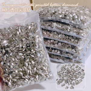 Nail Ornament Transparent Diamond Super Flash Big Crooked Heart Axe Water Drop Fat Square Butterfly Heart White Diamond Nail Accessories