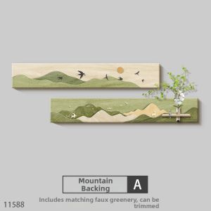 RUIBAHAO | Mountains Texture Cream Colored Wood Style Living Room Decorative Painting Long Strip