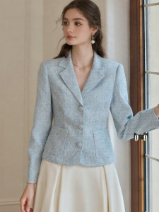 Roey s house | Elegant Stylish Niche Blue Short Coat
