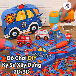 Bộ Đồ Chơi Kỹ Sư Lắp Ráp - Cảnh Sát / Khủng Long Kèm Khoan Điện Phát Triển Kỹ Năng