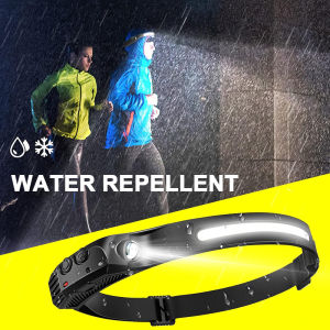 RLG Headlamp Flashlight Motion Headlight Sensor USB Rechargeable LED Obor Kepala LED Induksi Gelombang Lampu Bersepeda Luar Ruangan Lampu Lari Terpasang di Kepala Dapat Diisi Ulang