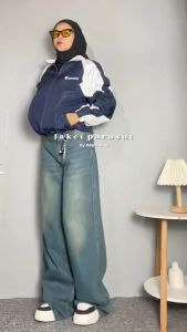 Varsity Jacket Vintage Soft Winbreakers Jaket Parasut Waterproof Mantel Pria Wanita