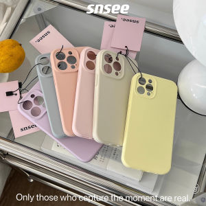 CrashStar Luxury Liquid Silicone Soft Shockproof Phone Case For iPhone 15 14 Pro Max Plus 13 12 Pro Max Solid Color Phone Casing Cover Shell With Velvet Inside With Full Cover Lens Camera Protection