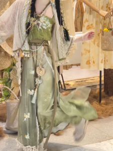 Shuangyue Original BaiCaoJi Song Dynasty Hanfu Womens Set Outerwear Song Pants Five Break Skirt Daily Spring Summer