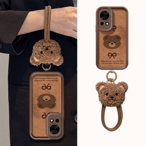 Hot Sale Phone Case Huawei Nova 13 Pro 13i Nova 13i Nova13i 13 Pro New Cute Creative Trend Fashion Brown Bow Tie Bear All Inclusive Silicone Casing with 3D Doll Lanyard 2025