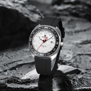 NAVIFORCE Original Mens Calendar Watch Quartz Movement Round Case Luminous Pointer 50m Waterproof Silicone Strap Mens Casual Fashion Watch NF7132