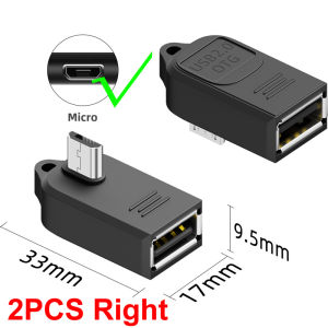 2 Cái 90 ° Elbow Mini/Micro Nam USB-A Nữ Bộ Chuyển Đổi OTG 2.0 Bộ Chuyển Đổi Truyền Dữ Liệu Tốc Độ 5V 1A 480Mbps Cho Lên/Xuống/Trái/Phải