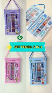 Stationery Set Labubu 8 IN 1 / Alat Tulis Pensil Penggaris Penghapus Sekolah Anak TK SD Paket Kado Ulang Tahun Anak