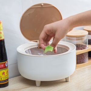 Mini Desktop Trash Can Countertop Tiny Trash Can with Lid for Desk Plastic For Office and Coffee Bar