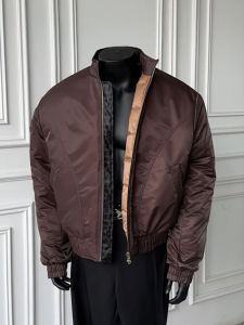 Brown Snake Year Limited Edition Bomber Jacket American Retro Short Style Mens Cotton Coat Loose Fit Youth Trend Zipper Closure