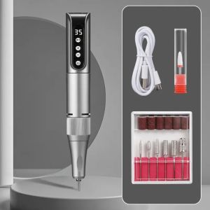 35000RPM ไร้สายเล็บเจาะปากกา USB เล็บไฟล์ขัดปากกาชาร์จเล็บเจาะแบบพกพาเครื่องมือร้านเล็บเจาะ