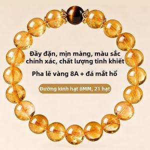 HONGLIANGYUAN | Vòng Tay Thu Hút Tài Lộc Đá Mắt Hổ và Đá Thạch Anh Vàng