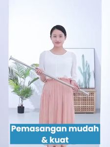 170/260cm Tiang Gorden Fleksibel Jemuran Baju Tiang Tanpa Paku Gantungan Serbaguna Teleskopik Gantungan Baju