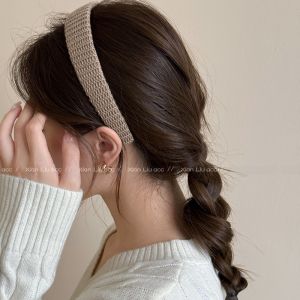 Fashionable Knitted Hairband Womens New 2025 Pure Color Face Wash Headband Daily Outdoor Wear Hair Accessories Hair Clips