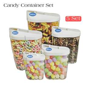 Leoshop888 Toples Kekinian Tempat Bumbu 5 Set Wadah Penyimpanan Makanan Ringan Storage Jar 5in1