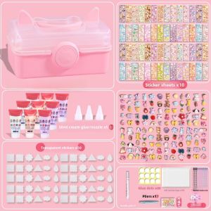 Cute Girl Creamy Gel Guka Set Large Full Cartoon Sticker Storage Box Childrens Toy Scrapbooking Material Deer Antler Storage Box