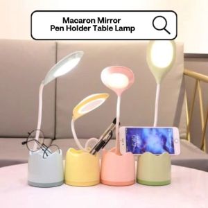 [Ready Stock] [Macaron Mirror Pen Holder Table Lamp] LED USB Rechargeable Eye Protection Lamp 360° Rotatable Adjustable Lamp Tube Foldable Learning Reading Lamp Work Lamp Bedside Lamp Study Desk Lamp Cheap Lamp Night Light Student Hostel Bedroom Office