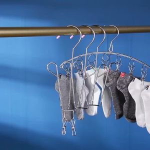 [Ready Stock+COD] Stainless Steel Shoes Drying Hanger with 2 Clips Household Multi-functional Shoes & Socks Hanging Racks Laundry Drying Rack Organizer