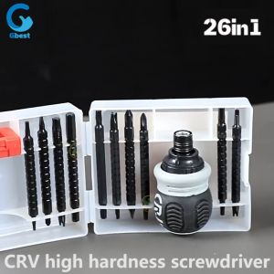 Gbest 26 in 1 Ratchet Screwdriver Set Magnetic Dual-purpose Batch Head Telescopic Labor-Saving flexible short Screwdriver Hand Tool Magnet screw bit impack screw driver drill bit adapter