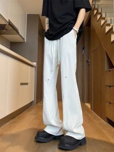 Cleanfit Mens Ultra-Thin Flared Casual Pants Autumn Spring Season Long Trousers Drapey Comfortable Straight Leg Loose Fit