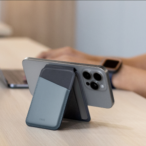 UNIQ Lyden DS Vegan Leatherette RFID Magnetic Card Holder With Stand