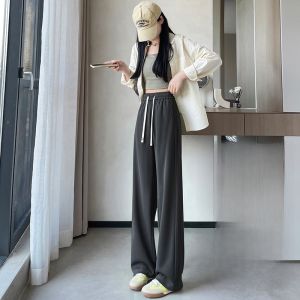 JIANGLU | Plus Size Wide Leg Pants Women Spring Summer Thin Casual Narrow Version Loose Slimming Sports Sweatpants High Waist Long Trousers