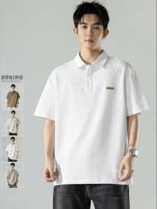 Wood soon | Mens Vintage Heavyweight Textured Loose Fit Short Sleeve Summer Polo Shirt