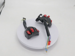Motorcycle Handlebar Control Switch Set for Yamaha MIO Carbon Fiber/Matte Cover Purple/Red Buttons