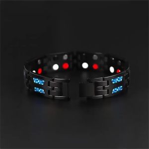 Medical energy bracelet with germanium stone to get rid of electrical charges in the body|Energy Titanium Chain|双排磁性保健手镯