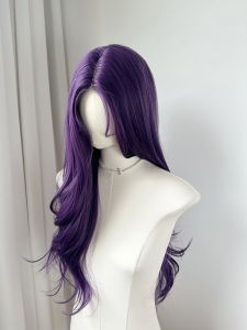 [Twilight Purple] Womens Team Elegant Small Lace Wig Female Long Curly Hair High-Temperature Fiber Full-Head Wig Whole Wig