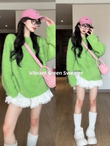 QINWEIYU | Dopamine Stylish Soft Petite Korean Style Round Neck Pullover Sweater