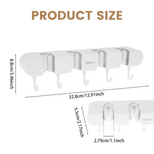 Upgrade Broom Holder Multifunctional Magic Mop Holder With Vacuum Suction Cup Wall-Mounted Broom Drain Bathroom Organizer NEW