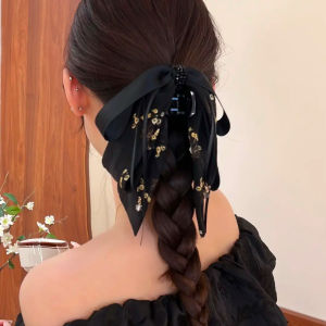 กิ๊บติดผมผ้าซาตินสไตล์จีนใหม่ปี 2025 กิ๊บติดผมหางม้าสไตล์เกาหลี ดีไซน์ผีเสื้อ ทรงครึ่งหัว แฟชั่นอเนกประสงค์