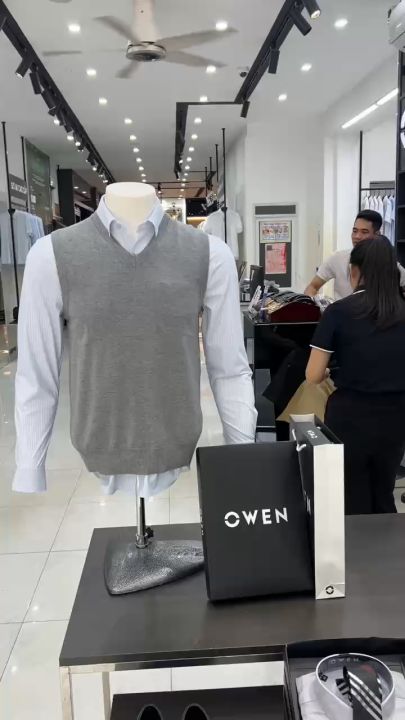 Áo len Gile nam OWEN sợi cotton giữ ấm tốt, không xù mã ALG241278