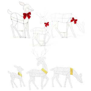 Christmas Decoration Luminous Reindeer Ornament Iron Art 2D Deer Christmas Decor Light Up Bucks for Garden Party Decor