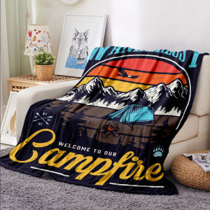 VIKAMA American Retro Landscape Facecloth Chăn Chăn Polyester Mềm Mại Khăn Choàng Cho Văn Phòng Ngủ Trưa Mùa Hè Sử Dụng Điều Hòa Không Khí