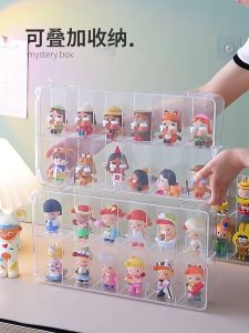 Toy Display Doll Storage Box Multi Slot Divider Acrylic Transparent Cover Dust Proof Wall Mount