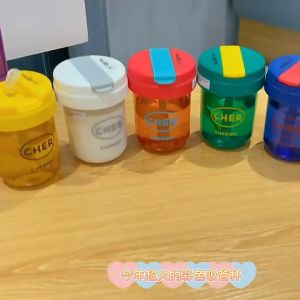 ขวดน้ําฤดูร้อนใหม่ ขวดน้ําแข็งใสพร้อมฝา ถ้วยชา 300 มล - 5 ชุด (น้ําหนึ่งแก้ว x 3)