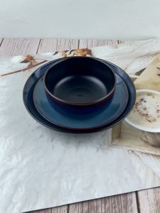 คุณสมบัติของจานเซรามิคชามเซรามิค สีน้ำเงิน พิเศษ 3 แบบ จาน 7.8 นิ้ว จานทรงลึก 9.1 x 1.75 นิ้ว ชาม 5.5 นิ้ว