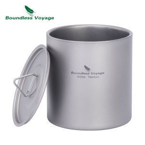 Boundless Voyage Titanium Double Walled Cup Ultralight Stackable Mug Tea Drinkware Portable for Outdoor Camping Daily Used