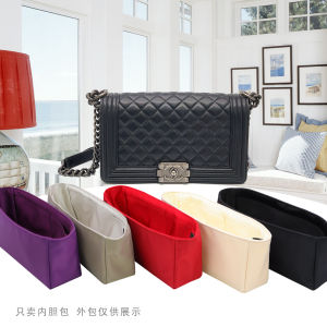 Waterproof Nylon Satin Inner Bag for Chane L Boy Storage Organizer Insert Bag Black Interior Pouch Cube Style Storage Bag