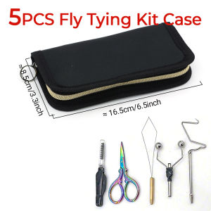 ICERIO 5PCS Fly Tying Tool Kit Portable Fly Fishing with Scissor Holder Whip Finisher Dubbing BrushThreader for Fishing Gear