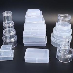 1 Chiếc Nhựa Trong Suốt Trang Sức Tổ Chức Hộp Bảo Quản Vuông Tròn Màn Hình Hiển Thị Dành Cho Thủ Công Hạt Vòng Tay Bông Tai