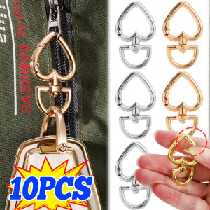10pcs Metal Heart Shape Spring Clasps Openable Carabiner Keychain Clips Hook Dog Chain Buckles Swivel Connector Car Keyring Accessories