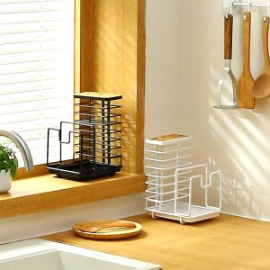 [SG] IMP HOUSE Minimalist Knife and Cutting Board Rack with draining Tray A0568