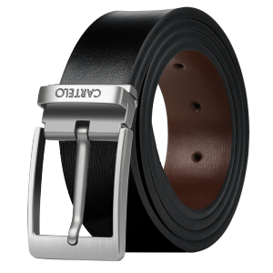 CARTELO | Leather Belt for Men Genuine Black Leather Business Casual